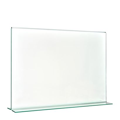 Présentoir en T à aspect verre, PMMA (acrylique), transparent format paysage | A4