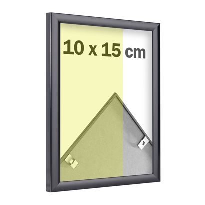 Cadre photo en aluminium, styrène transparent 10 x 15 cm  | noir  | brillant 
