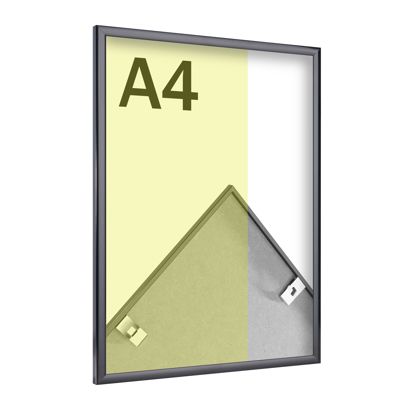 Cadre photo en aluminium, styrène transparent A4 21 x 29,7 cm  | noir  | brillant 