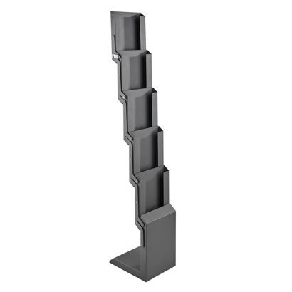 Présentoir brochures pliable CONCORD, 5x A4 avec sac, argent argent 
