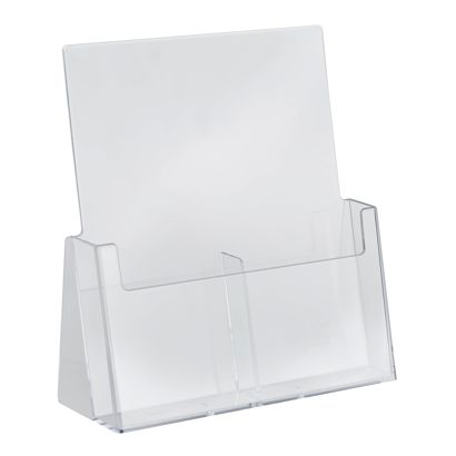 Porte-brochure, compartiments parallèles, polystyrène, portrait, transparent, Taymar  1/3 A4  | 2 