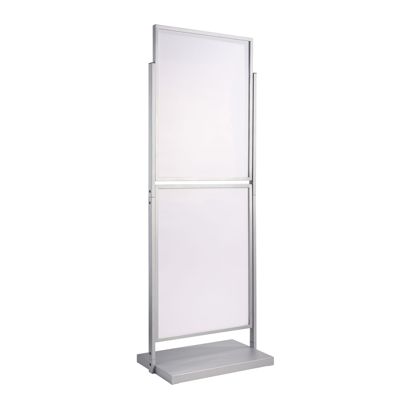Porte-affiche sur pied, double face A1, EDGE argent  | pour 4 affiches 