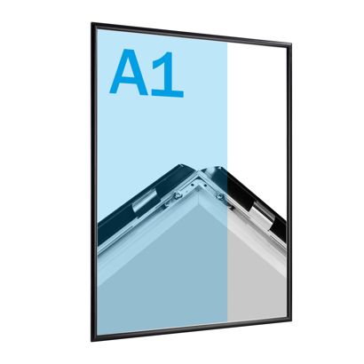 Cadre clic-clac rabattable, aluminium, A1 noir  | 17 mm | En onglet 