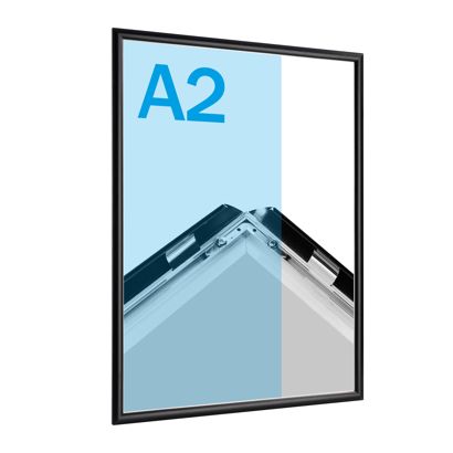 Cadre clic-clac rabattable, aluminium, A2 noir  | 17 mm | En onglet 