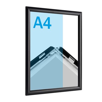 Cadre clic-clac rabattable, aluminium, A4 noir  | 17 mm | En onglet 