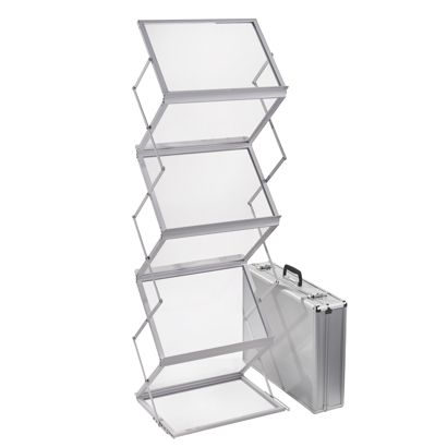 Présentoir brochures pliable BOSTON 12 x A4 ou 6 x A3 avec mallette, blanc A3  | blanc  | avec mallette 