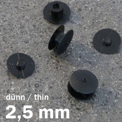 Œillets de pression en plastique, modèle fin noir  | 2.5 mm | 10 mm