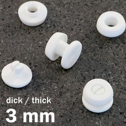 Œillets de pression en plastique, modèle épais blanc  | 3 mm