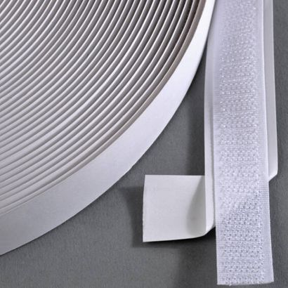 Bande auto-agrippante, adhésif, crochet (rouleau de 25 m) 20 mm | blanc 