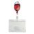 Pochette porte-badge en plastique dur avec porte-clés extensible rouge | avec encoche pour le pouce, mat