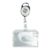 Porte-badges en plastique dur avec porte-clés extensible blanc|transparent  | avec encoche pour le pouce, brillant 