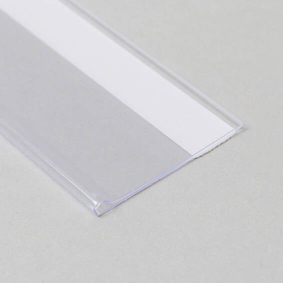 39 mm, 200 mm, transparent Réglettes porte-étiquettes DBR, adhésives