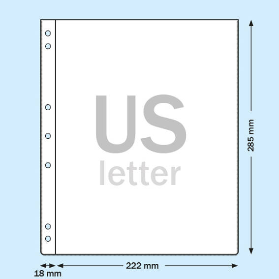 Pochettes perforées format US-Letter, PVC souple 140 µm