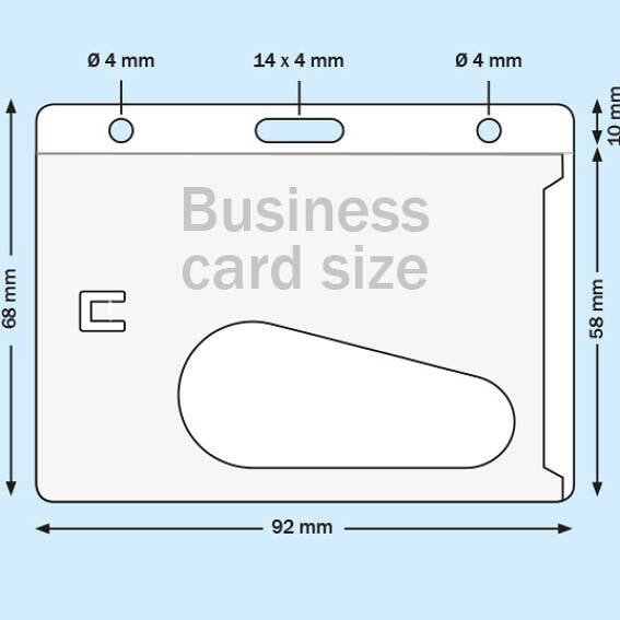 Porte-badges format carte bancaire, plastique rigide, avec trous ronds et  trous oblongs